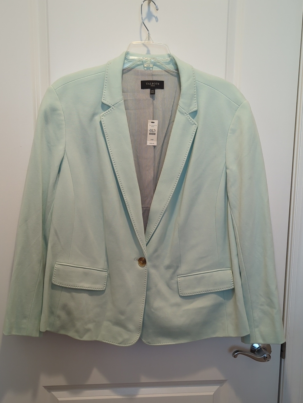 NWT Talbots Pale Mint Single-Button Blazer Size 24w